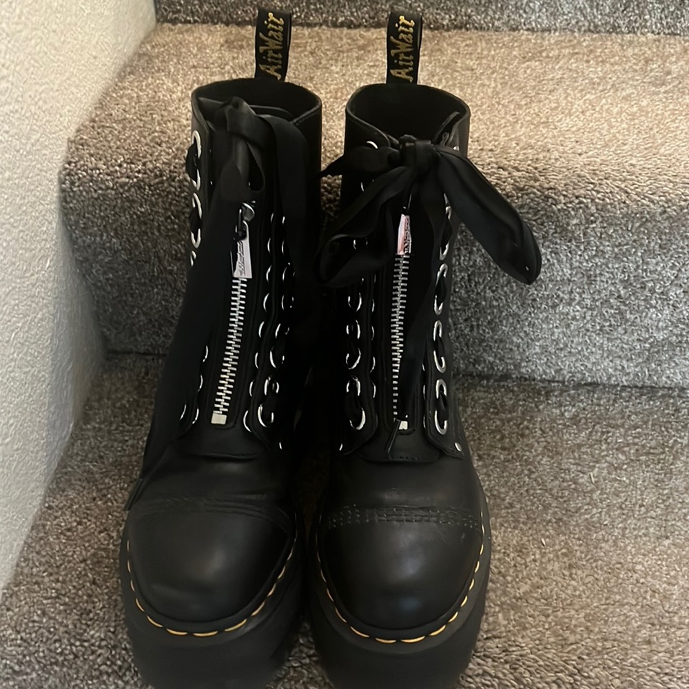 Dr. Martens Black Lace-Up Boots with Zipper